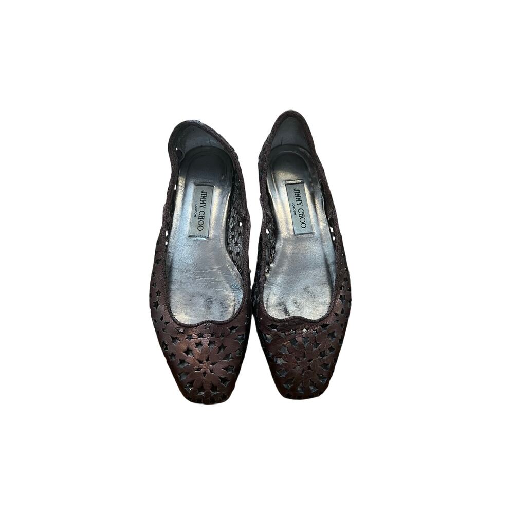 Jimmy Choo Metallic Bronze Momo Star Laser Cut Flats 38